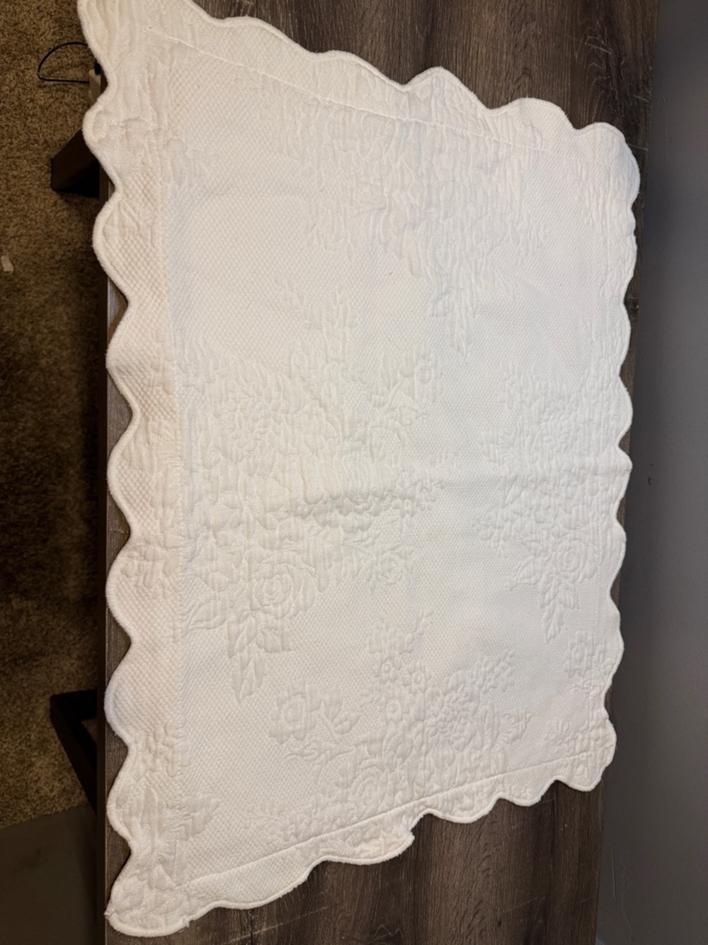 Two White Scalloped Quilted Sham